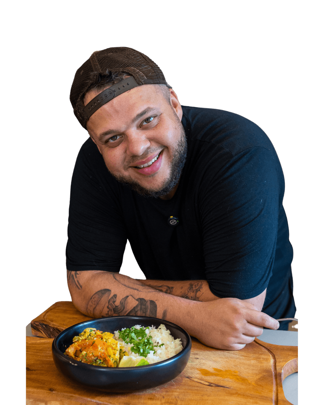 Chef com prato de comida